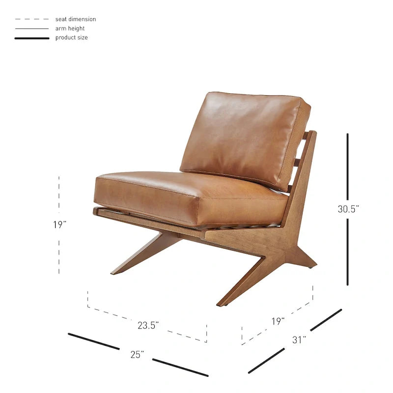 Fauteuil d'appoint style Mid-Century – Cadre en bois d'ingénierie + Tissu en polyester