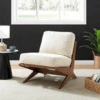 Fauteuil d'appoint style Mid-Century – Cadre en bois d'ingénierie + Tissu en polyester