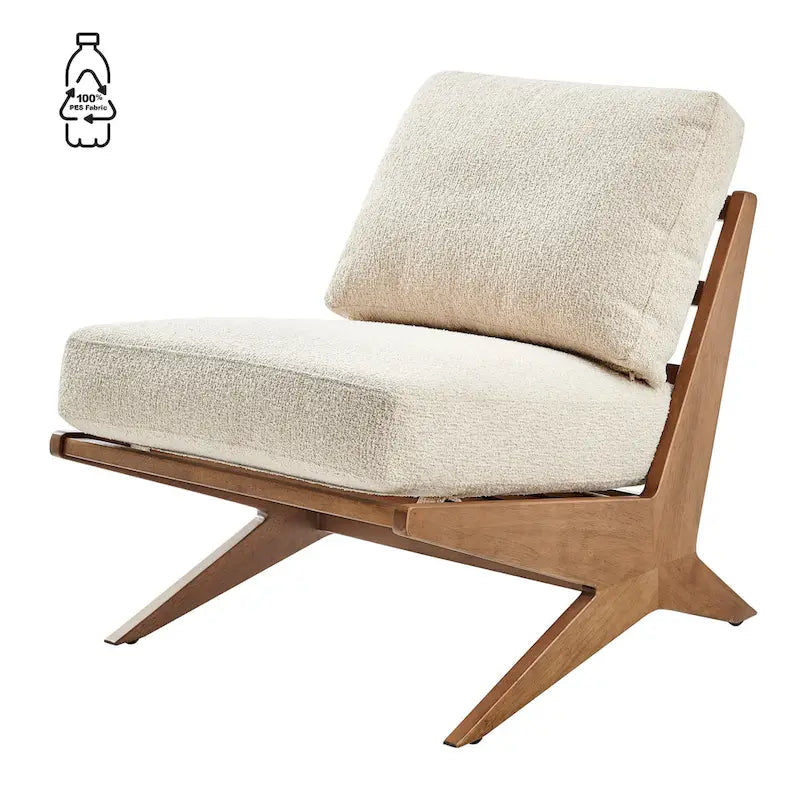 Fauteuil d'appoint style Mid-Century – Cadre en bois d'ingénierie + Tissu en polyester