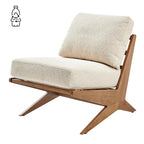 Fauteuil d'appoint style Mid-Century – Cadre en bois d'ingénierie + Tissu en polyester