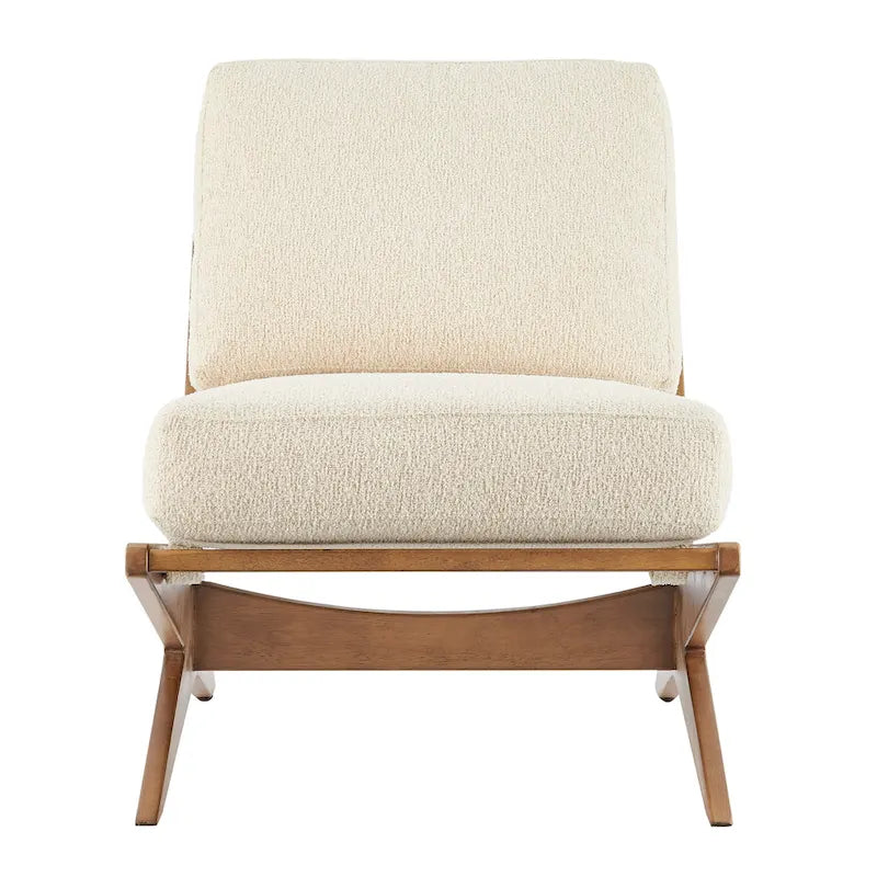Fauteuil d'appoint style Mid-Century – Cadre en bois d'ingénierie + Tissu en polyester