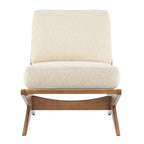Fauteuil d'appoint style Mid-Century – Cadre en bois d'ingénierie + Tissu en polyester
