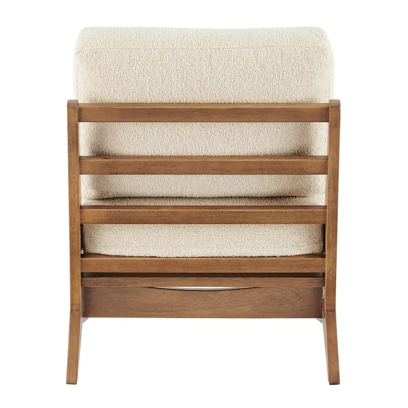 Fauteuil d'appoint style Mid-Century – Cadre en bois d'ingénierie + Tissu en polyester