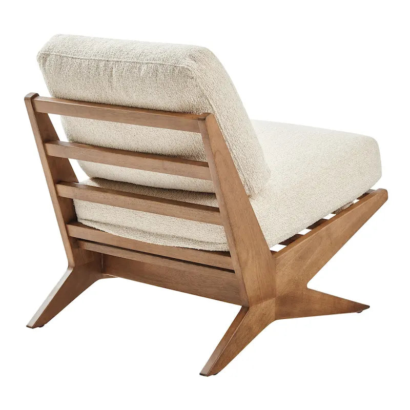 Fauteuil d'appoint style Mid-Century – Cadre en bois d'ingénierie + Tissu en polyester