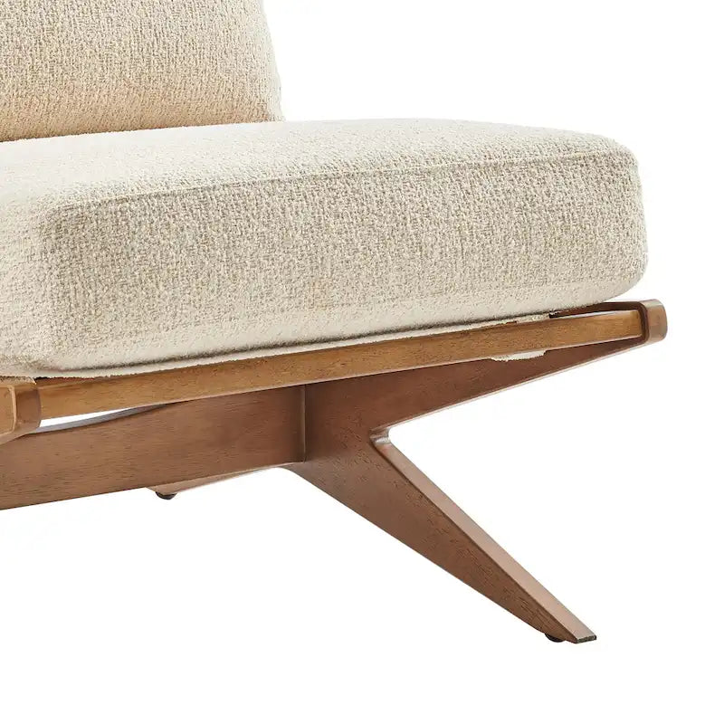 Fauteuil d'appoint style Mid-Century – Cadre en bois d'ingénierie + Tissu en polyester