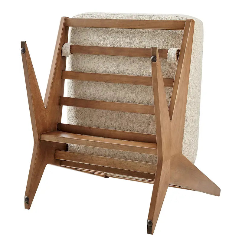 Fauteuil d'appoint style Mid-Century – Cadre en bois d'ingénierie + Tissu en polyester