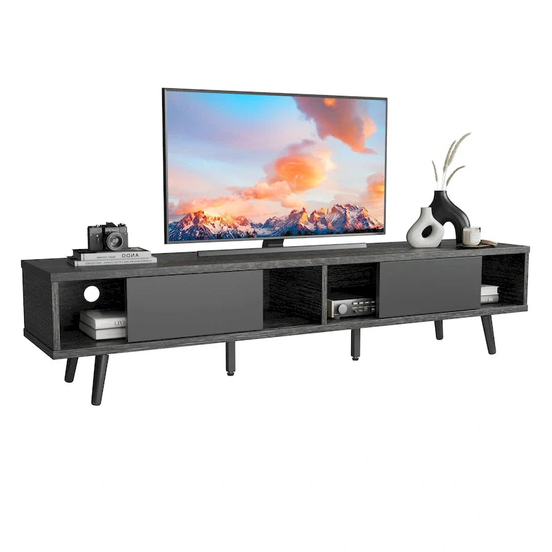 Meuble TV pour téléviseurs jusqu'à 75 po – Meuble console de divertissement de style milieu de siècle, 70 po