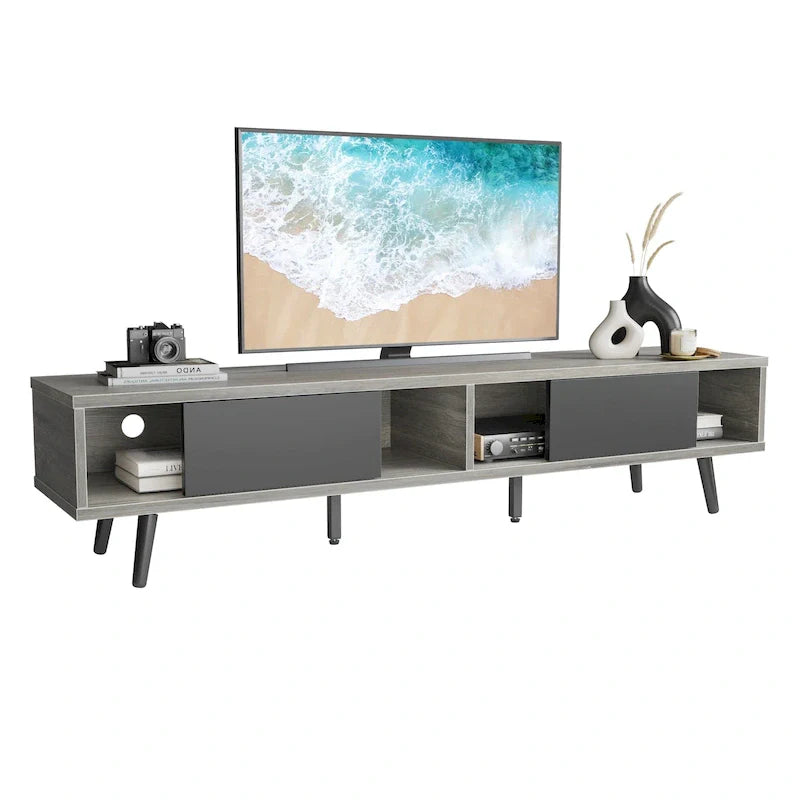 Meuble TV pour téléviseurs jusqu'à 75 po – Meuble console de divertissement de style milieu de siècle, 70 po