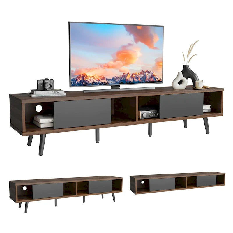 Meuble TV pour téléviseurs jusqu'à 75 po – Meuble console de divertissement de style milieu de siècle, 70 po