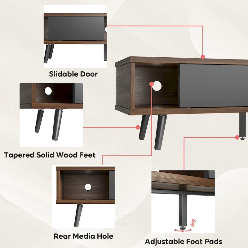 Meuble TV pour téléviseurs jusqu'à 75 po – Meuble console de divertissement de style milieu de siècle, 70 po