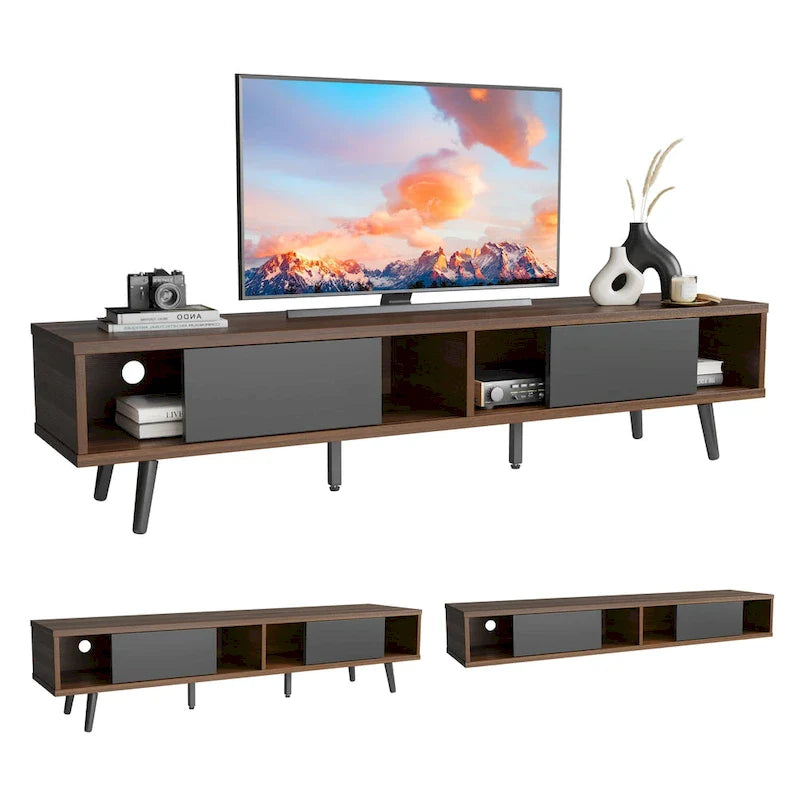 Meuble TV pour téléviseurs jusqu'à 75 po – Meuble console de divertissement de style milieu de siècle, 70 po