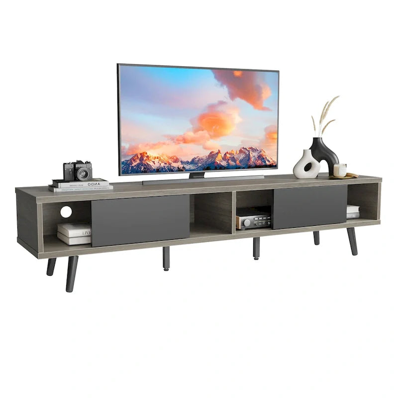 Meuble TV pour téléviseurs jusqu'à 75 po – Meuble console de divertissement de style milieu de siècle, 70 po