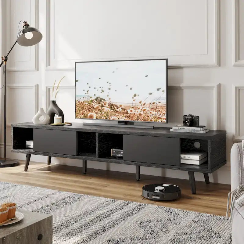 Meuble TV pour téléviseurs jusqu'à 75 po – Meuble console de divertissement de style milieu de siècle, 70 po