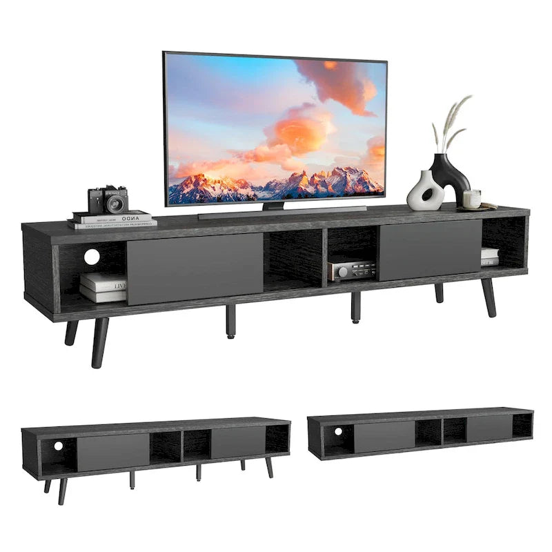 Meuble TV pour téléviseurs jusqu'à 75 po – Meuble console de divertissement de style milieu de siècle, 70 po