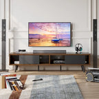 Meuble TV pour téléviseurs jusqu'à 75 po – Meuble console de divertissement de style milieu de siècle, 70 po