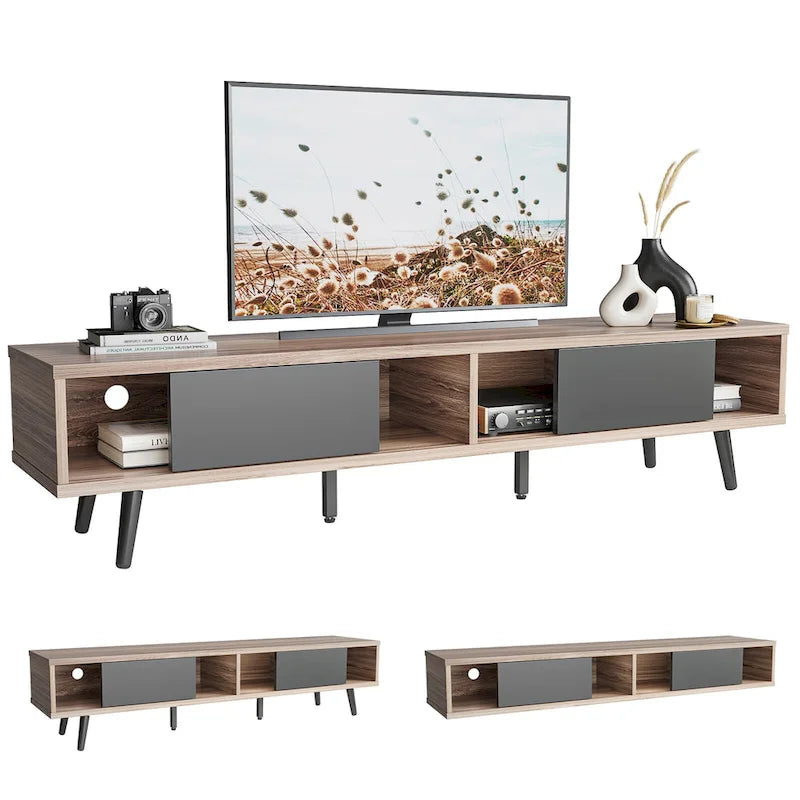 Meuble TV pour téléviseurs jusqu'à 75 po – Meuble console de divertissement de style milieu de siècle, 70 po