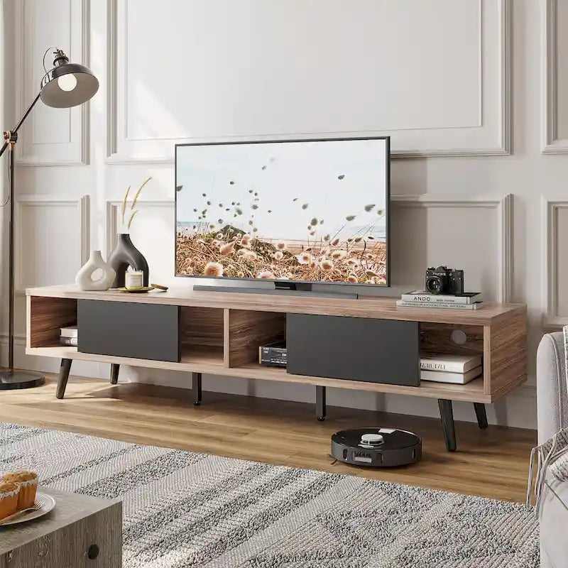 Meuble TV pour téléviseurs jusqu'à 75 po – Meuble console de divertissement de style milieu de siècle, 70 po