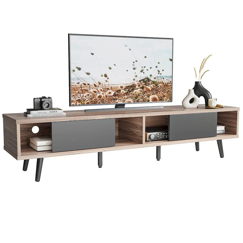 Meuble TV pour téléviseurs jusqu'à 75 po – Meuble console de divertissement de style milieu de siècle, 70 po