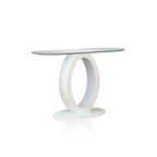 Console de canapé moderne de 47 pouces avec base en O et plateau en verre trempé
