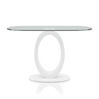 Console de canapé moderne de 47 pouces avec base en O et plateau en verre trempé