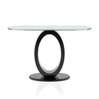 Console de canapé moderne de 47 pouces avec base en O et plateau en verre trempé