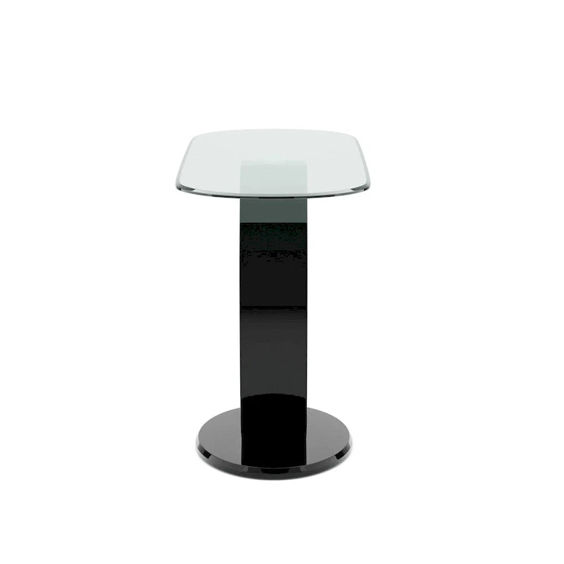 Console de canapé moderne de 47 pouces avec base en O et plateau en verre trempé