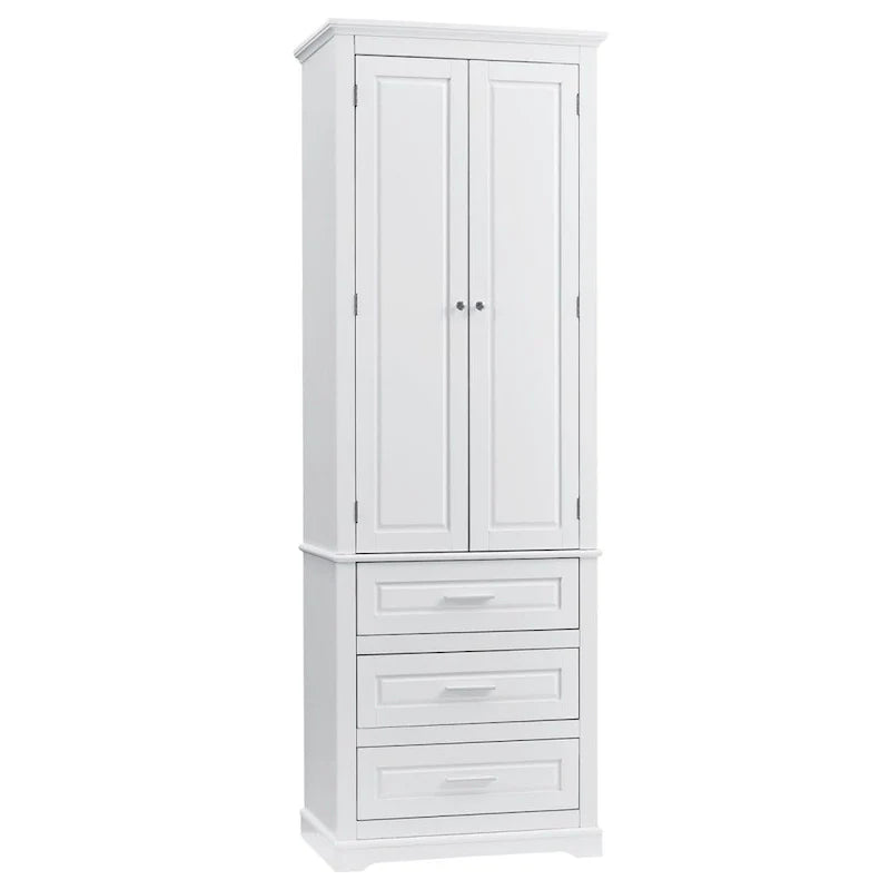Colonne de salle de bain haute avec 3 tiroirs – Blanc
