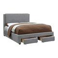 Lit King Size de rangement avec tête de lit à 2 tiroirs – Rembourrage en polyester gris