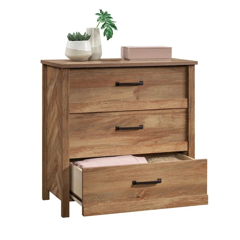 Commode à 3 tiroirs avec panneaux latéraux à chevrons