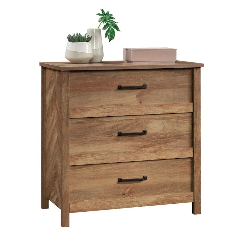 Commode à 3 tiroirs avec panneaux latéraux à chevrons