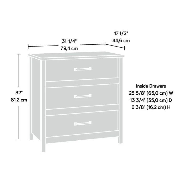 Commode à 3 tiroirs avec panneaux latéraux à chevrons