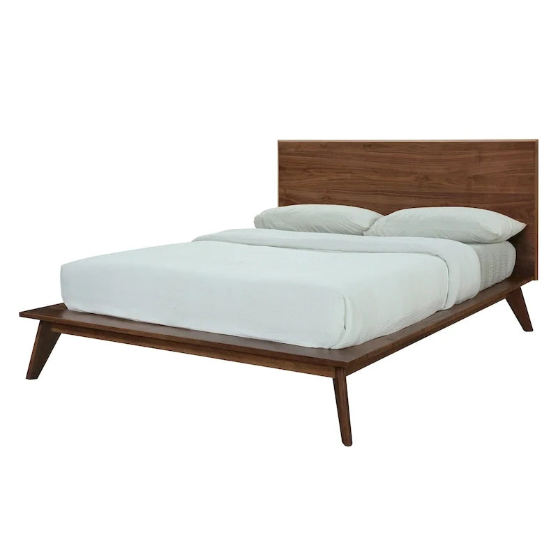 Lit plateforme king size avec tête de lit en bois