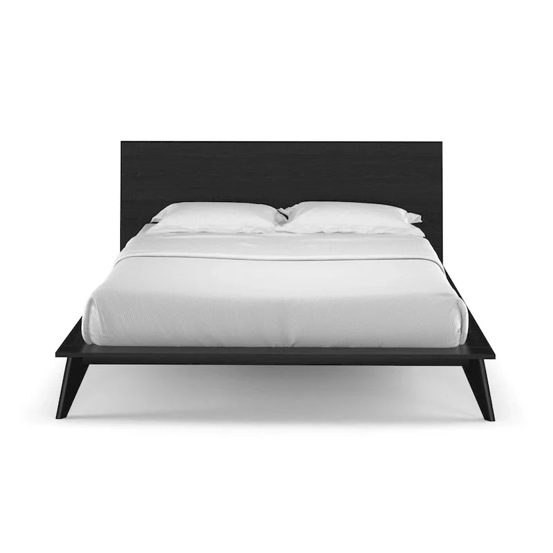 Lit plateforme king size avec tête de lit en bois