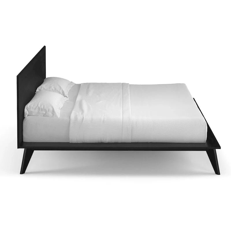 Lit plateforme king size avec tête de lit en bois