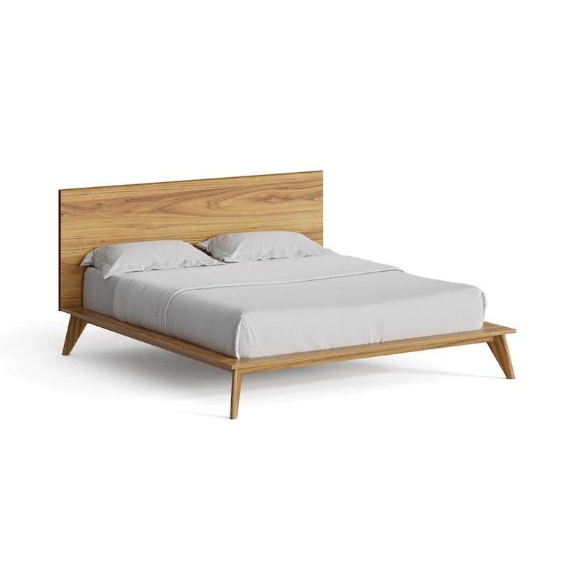 Lit plateforme king size avec tête de lit en bois