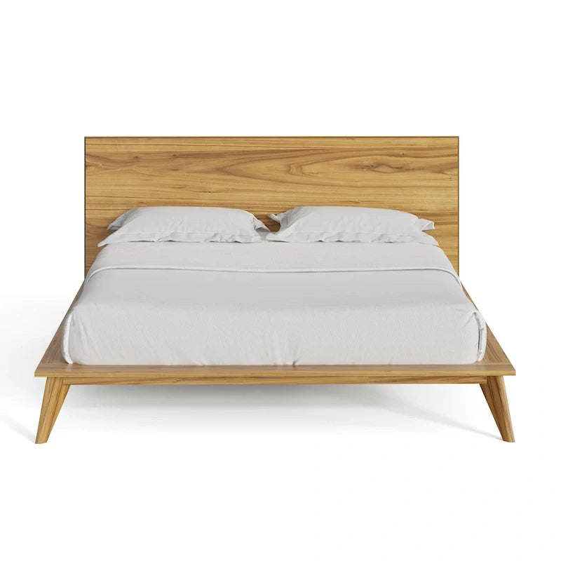 Lit plateforme king size avec tête de lit en bois