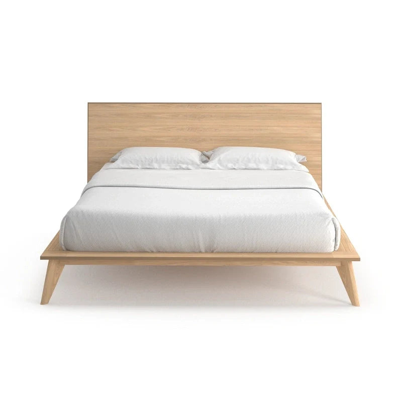 Lit plateforme king size avec tête de lit en bois