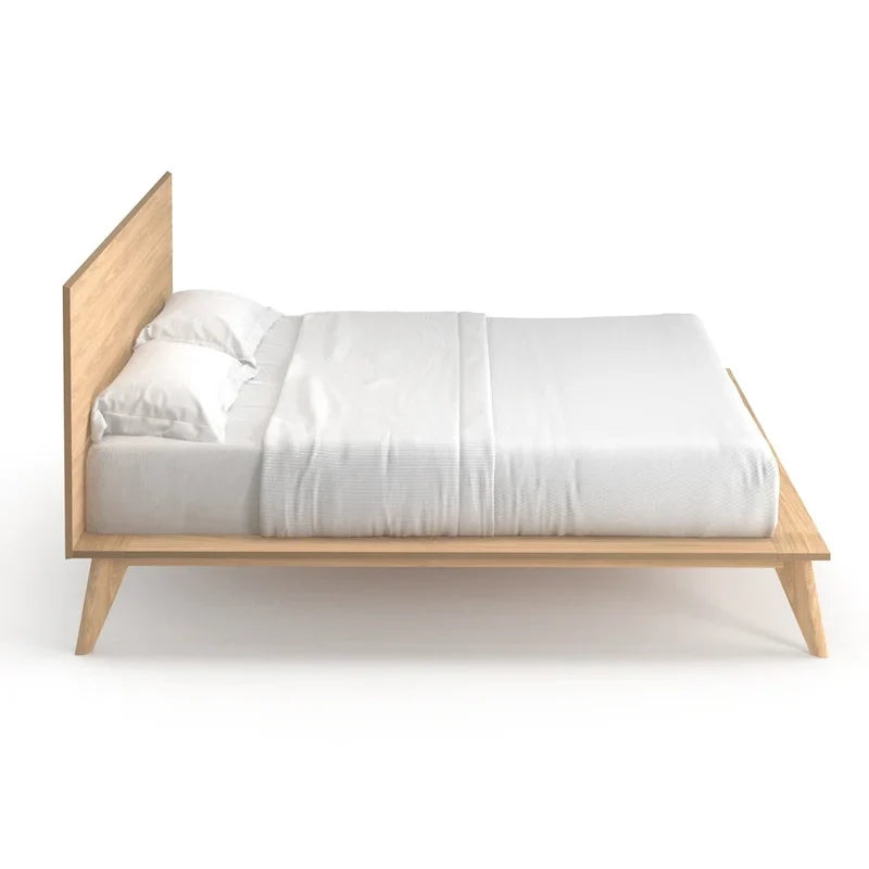 Lit plateforme king size avec tête de lit en bois