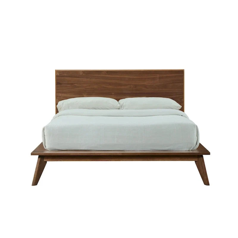 Lit plateforme king size avec tête de lit en bois