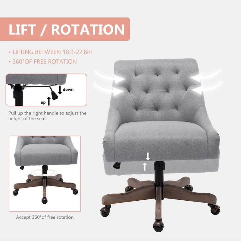 Fauteuil coquille pivotant à 360° avec hauteur réglable pour salon