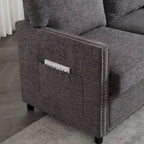 Causeuse 2 places en tissu chenille avec poches de rangement latérales