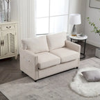 Causeuse 2 places en tissu chenille avec poches de rangement latérales