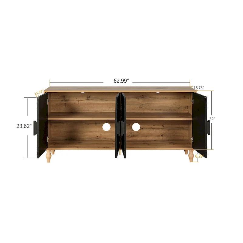 Meuble de rangement avec portes sculptées symétriques