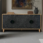Meuble de rangement avec portes sculptées symétriques
