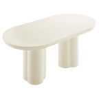 Table à manger ovale de 72 po avec finition aspect béton et base à double piédestal