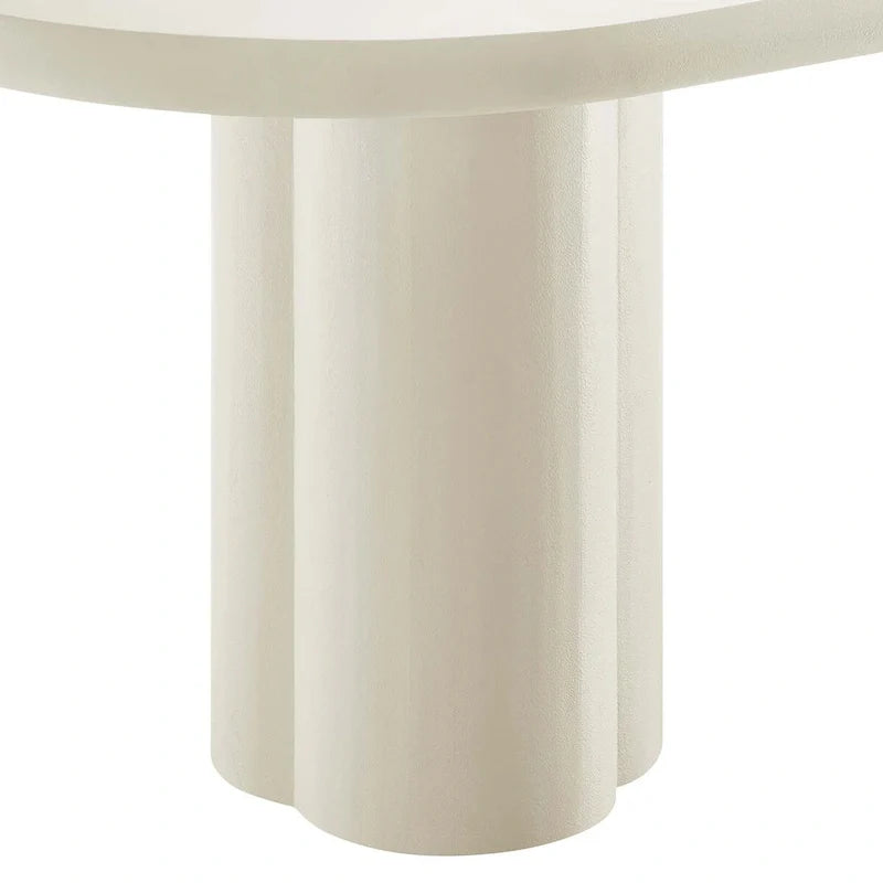 Table à manger ovale de 72 po avec finition aspect béton et base à double piédestal
