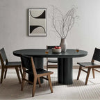 Table à manger ovale de 72 po avec finition aspect béton et base à double piédestal