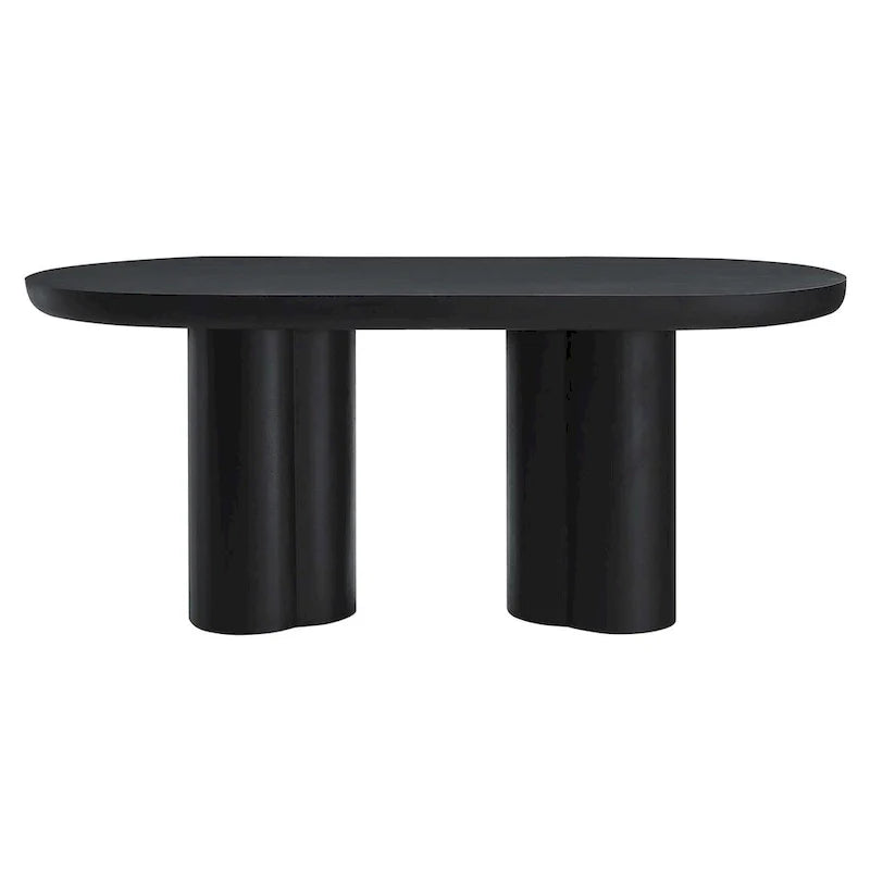 Table à manger ovale de 72 po avec finition aspect béton et base à double piédestal