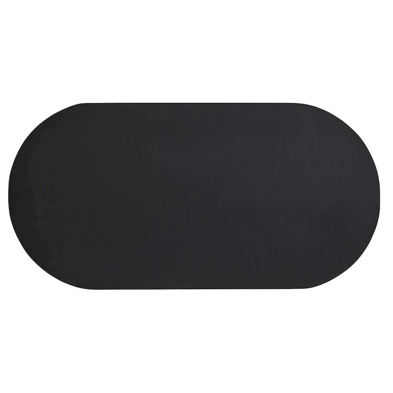 Table à manger ovale de 72 po avec finition aspect béton et base à double piédestal