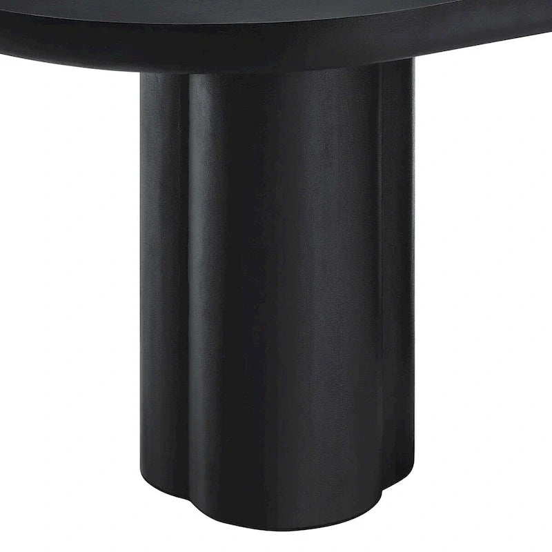 Table à manger ovale de 72 po avec finition aspect béton et base à double piédestal